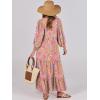 imageANRABESS Womens Boho Maxi Dresses 2025 Summer V Neck Puff Sleeve Floral Flowy Swing Fall Casual Long DressGreygreen Pink Floral