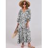 imageANRABESS Womens Boho Maxi Dresses 2025 Summer V Neck Puff Sleeve Floral Flowy Swing Fall Casual Long DressLeopard Print