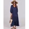 imageANRABESS Womens Boho Maxi Dresses 2025 Summer V Neck Puff Sleeve Floral Flowy Swing Fall Casual Long DressNavy Blue