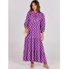 imageANRABESS Womens Boho Maxi Dresses 2025 Summer V Neck Puff Sleeve Floral Flowy Swing Fall Casual Long DressPurple