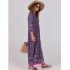 imageANRABESS Womens Boho Maxi Dresses 2025 Summer V Neck Puff Sleeve Floral Flowy Swing Fall Casual Long DressPurple Floral