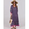 imageANRABESS Womens Boho Maxi Dresses 2025 Summer V Neck Puff Sleeve Floral Flowy Swing Fall Casual Long DressPurple Floral