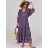 imageANRABESS Womens Boho Maxi Dresses 2025 Summer V Neck Puff Sleeve Floral Flowy Swing Fall Casual Long DressPurple Floral