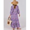 imageANRABESS Womens Boho Maxi Dresses 2025 Summer V Neck Puff Sleeve Floral Flowy Swing Fall Casual Long DressPurple Pink Floral