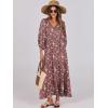 imageANRABESS Womens Boho Maxi Dresses 2025 Summer V Neck Puff Sleeve Floral Flowy Swing Fall Casual Long DressRed