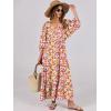 imageANRABESS Womens Boho Maxi Dresses 2025 Summer V Neck Puff Sleeve Floral Flowy Swing Fall Casual Long DressRed Floral Yellow
