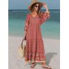 imageANRABESS Womens Boho Maxi Dresses 2025 Summer V Neck Puff Sleeve Floral Flowy Swing Fall Casual Long DressWine Red