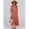 imageANRABESS Womens Boho Maxi Dresses 2025 Summer V Neck Puff Sleeve Floral Flowy Swing Fall Casual Long DressWine Red