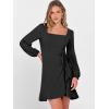 imageANRABESS Womens Dress Long Sleeve Square Neck Tie Waist Ruffle Hem Short Cocktail Wedding Guest Fall Party Club Mini DressesBlack