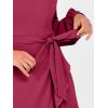 imageANRABESS Womens Dress Long Sleeve Square Neck Tie Waist Ruffle Hem Short Cocktail Wedding Guest Fall Party Club Mini DressesDark Red