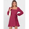 imageANRABESS Womens Dress Long Sleeve Square Neck Tie Waist Ruffle Hem Short Cocktail Wedding Guest Fall Party Club Mini DressesDark Red