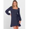 imageANRABESS Womens Dress Long Sleeve Square Neck Tie Waist Ruffle Hem Short Cocktail Wedding Guest Fall Party Club Mini DressesDeep Navy Blue
