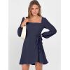 imageANRABESS Womens Dress Long Sleeve Square Neck Tie Waist Ruffle Hem Short Cocktail Wedding Guest Fall Party Club Mini DressesDeep Navy Blue