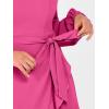 imageANRABESS Womens Dress Long Sleeve Square Neck Tie Waist Ruffle Hem Short Cocktail Wedding Guest Fall Party Club Mini DressesHot Pink