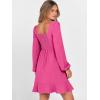 imageANRABESS Womens Dress Long Sleeve Square Neck Tie Waist Ruffle Hem Short Cocktail Wedding Guest Fall Party Club Mini DressesHot Pink