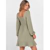 imageANRABESS Womens Dress Long Sleeve Square Neck Tie Waist Ruffle Hem Short Cocktail Wedding Guest Fall Party Club Mini DressesPea Green