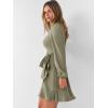 imageANRABESS Womens Dress Long Sleeve Square Neck Tie Waist Ruffle Hem Short Cocktail Wedding Guest Fall Party Club Mini DressesPea Green