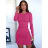 imageANRABESS Womens Fall Long Sleeve Short Dress Rib Knit 2025 Fashion Basic Slim Fit Party Cocktail Night Bodycon Mini DressesHot Pink