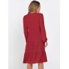 imageANRABESS Womens Fall Midi Dresses Long Sleeve V Neck Swing Tiered Work Business Casual 2025 Flowy Beach Vacation DressRed