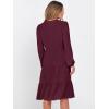 imageANRABESS Womens Fall Midi Dresses Long Sleeve V Neck Swing Tiered Work Business Casual 2025 Flowy Beach Vacation DressWine Red