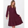 imageANRABESS Womens Fall Midi Dresses Long Sleeve V Neck Swing Tiered Work Business Casual 2025 Flowy Beach Vacation DressWine Red