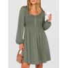 imageANRABESS Womens Long Lantern Sleeve Dresses 2025 Fall Casual Smocked ALine High Waist Flowy Short Dress with Pockets TrendyArmy Green