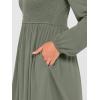 imageANRABESS Womens Long Lantern Sleeve Dresses 2025 Fall Casual Smocked ALine High Waist Flowy Short Dress with Pockets TrendyArmy Green