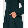 imageANRABESS Womens Long Lantern Sleeve Dresses 2025 Fall Casual Smocked ALine High Waist Flowy Short Dress with Pockets TrendyDeep Green