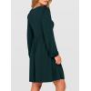 imageANRABESS Womens Long Lantern Sleeve Dresses 2025 Fall Casual Smocked ALine High Waist Flowy Short Dress with Pockets TrendyDeep Green