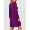 imageANRABESS Womens Long Lantern Sleeve Dresses 2025 Fall Casual Smocked ALine High Waist Flowy Short Dress with Pockets TrendyDeep Purple