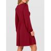 imageANRABESS Womens Long Lantern Sleeve Dresses 2025 Fall Casual Smocked ALine High Waist Flowy Short Dress with Pockets TrendyDeep Red