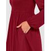 imageANRABESS Womens Long Lantern Sleeve Dresses 2025 Fall Casual Smocked ALine High Waist Flowy Short Dress with Pockets TrendyDeep Red