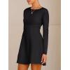 imageANRABESS Womens Long Sleeve ALine Mini Dress 2025 Fall Boat Neck Semi Formal Fit and Flare Casual Business Short DressesBlack