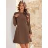 imageANRABESS Womens Long Sleeve ALine Mini Dress 2025 Fall Boat Neck Semi Formal Fit and Flare Casual Business Short DressesBrown