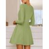 imageANRABESS Womens Long Sleeve ALine Mini Dress 2025 Fall Boat Neck Semi Formal Fit and Flare Casual Business Short DressesGreen