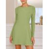 imageANRABESS Womens Long Sleeve ALine Mini Dress 2025 Fall Boat Neck Semi Formal Fit and Flare Casual Business Short DressesGreen