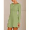 imageANRABESS Womens Long Sleeve ALine Mini Dress 2025 Fall Boat Neck Semi Formal Fit and Flare Casual Business Short DressesGreen