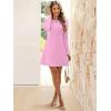 imageANRABESS Womens Long Sleeve ALine Mini Dress 2025 Fall Boat Neck Semi Formal Fit and Flare Casual Business Short DressesPink