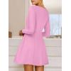 imageANRABESS Womens Long Sleeve ALine Mini Dress 2025 Fall Boat Neck Semi Formal Fit and Flare Casual Business Short DressesPink