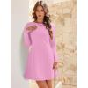 imageANRABESS Womens Long Sleeve ALine Mini Dress 2025 Fall Boat Neck Semi Formal Fit and Flare Casual Business Short DressesPink