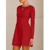 imageANRABESS Womens Long Sleeve ALine Mini Dress 2025 Fall Boat Neck Semi Formal Fit and Flare Casual Business Short DressesRed