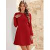 imageANRABESS Womens Long Sleeve ALine Mini Dress 2025 Fall Boat Neck Semi Formal Fit and Flare Casual Business Short DressesRed