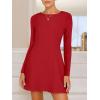 imageANRABESS Womens Long Sleeve ALine Mini Dress 2025 Fall Boat Neck Semi Formal Fit and Flare Casual Business Short DressesRed