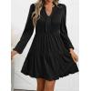 imageANRABESS Womens Long Sleeve Dress 2025 Fall Casual V Neck Tiered Flowy Swing Short Mini Dresses Beach Travel Vacation OutfitsBlack