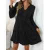 imageANRABESS Womens Long Sleeve Dress 2025 Fall Casual V Neck Tiered Flowy Swing Short Mini Dresses Beach Travel Vacation OutfitsBlack