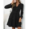 imageANRABESS Womens Long Sleeve Dress 2025 Fall Casual V Neck Tiered Flowy Swing Short Mini Dresses Beach Travel Vacation OutfitsBlack