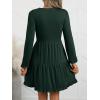 imageANRABESS Womens Long Sleeve Dress 2025 Fall Casual V Neck Tiered Flowy Swing Short Mini Dresses Beach Travel Vacation OutfitsDeep Green
