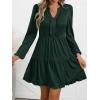 imageANRABESS Womens Long Sleeve Dress 2025 Fall Casual V Neck Tiered Flowy Swing Short Mini Dresses Beach Travel Vacation OutfitsDeep Green