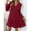 imageANRABESS Womens Long Sleeve Dress 2025 Fall Casual V Neck Tiered Flowy Swing Short Mini Dresses Beach Travel Vacation OutfitsDeep Red