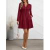 imageANRABESS Womens Long Sleeve Dress 2025 Fall Casual V Neck Tiered Flowy Swing Short Mini Dresses Beach Travel Vacation OutfitsDeep Red